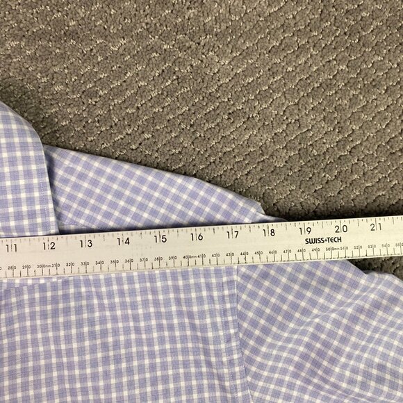 Eton Contemporary Shirt Men's 42 16.5 Button Up Front Lilac Blue Gingham Check - Picture 9 of 11